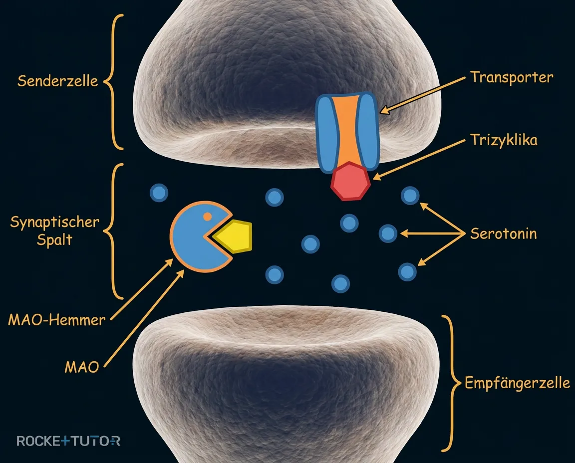 Wirkung von Antidepressiva an der Synapse
