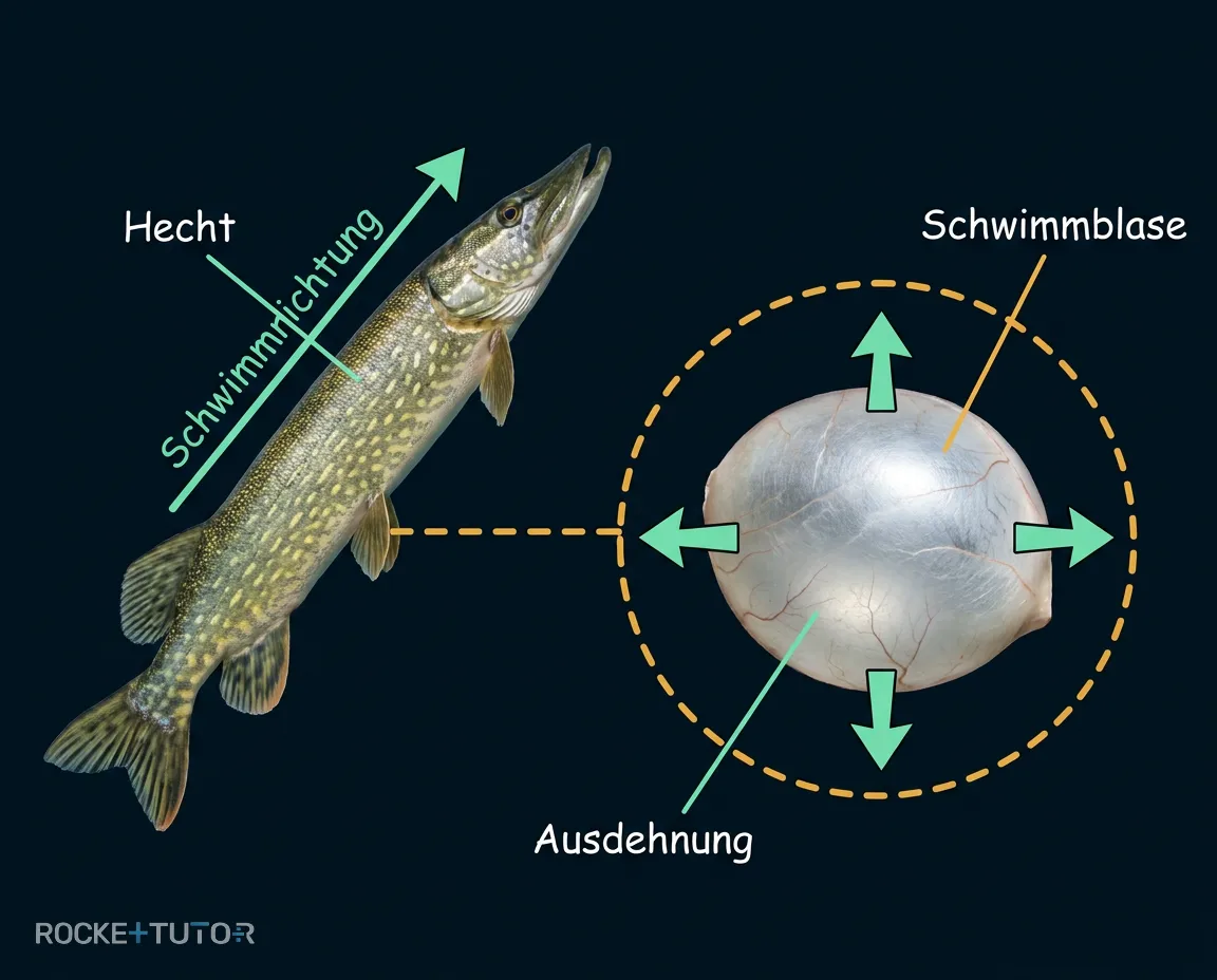 Hecht schwimmt nach oben