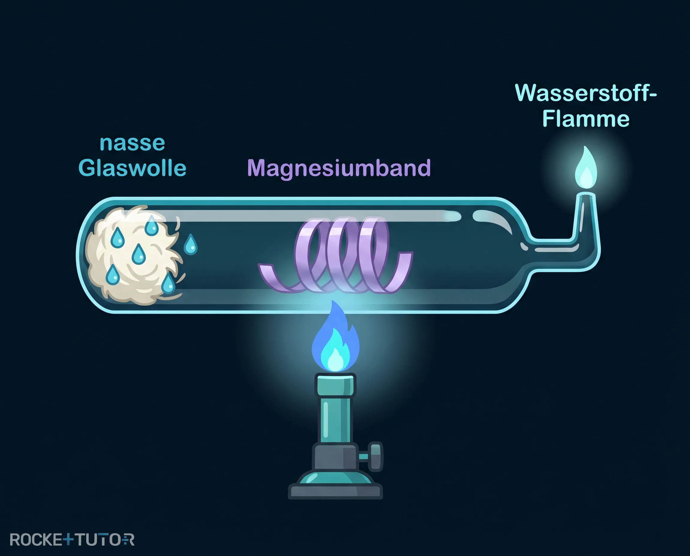 Versuchsaufbau Magnesium und Wasserdampf