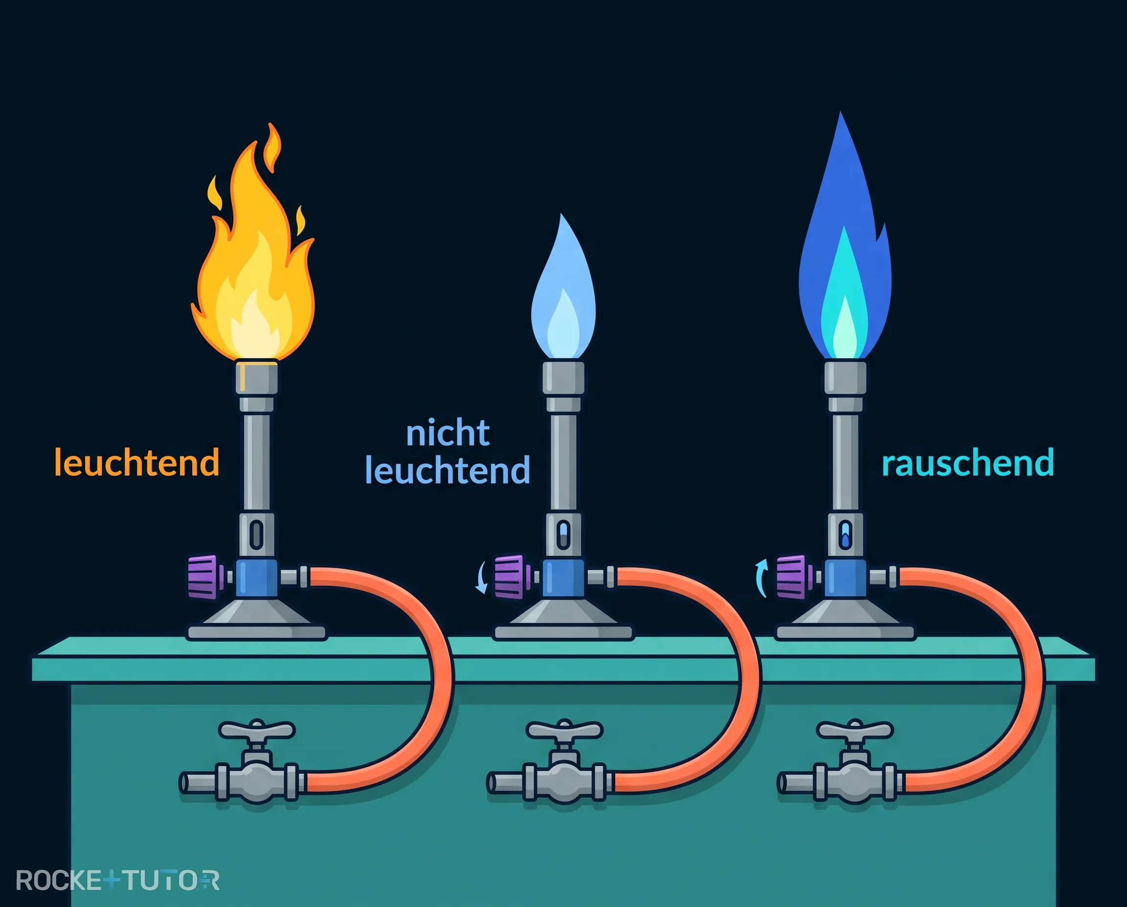 Drei verschiedene Flammenarten