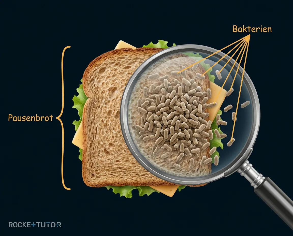 Bakterien auf einem Pausenbrot
