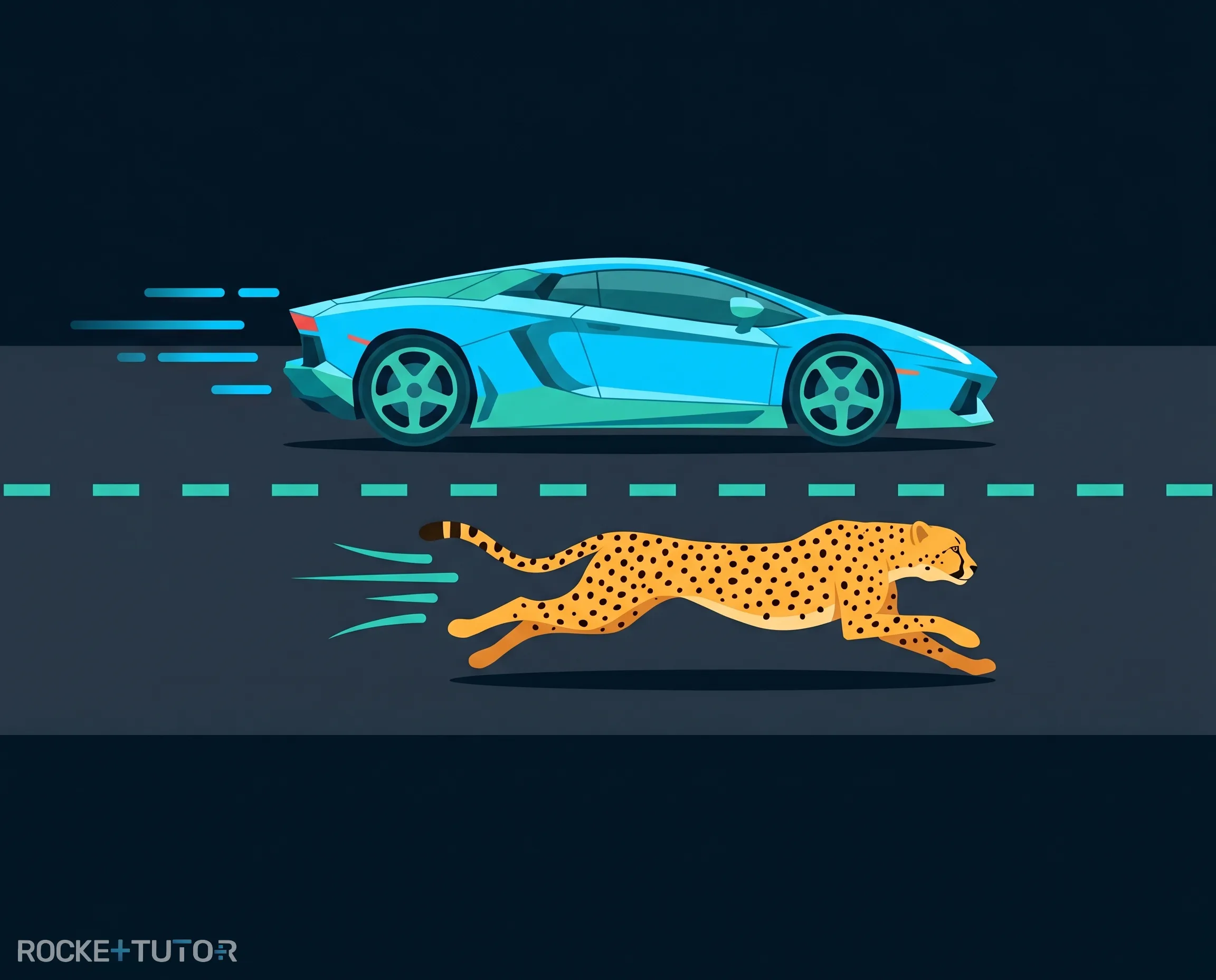 Gepard und Auto im Rennen