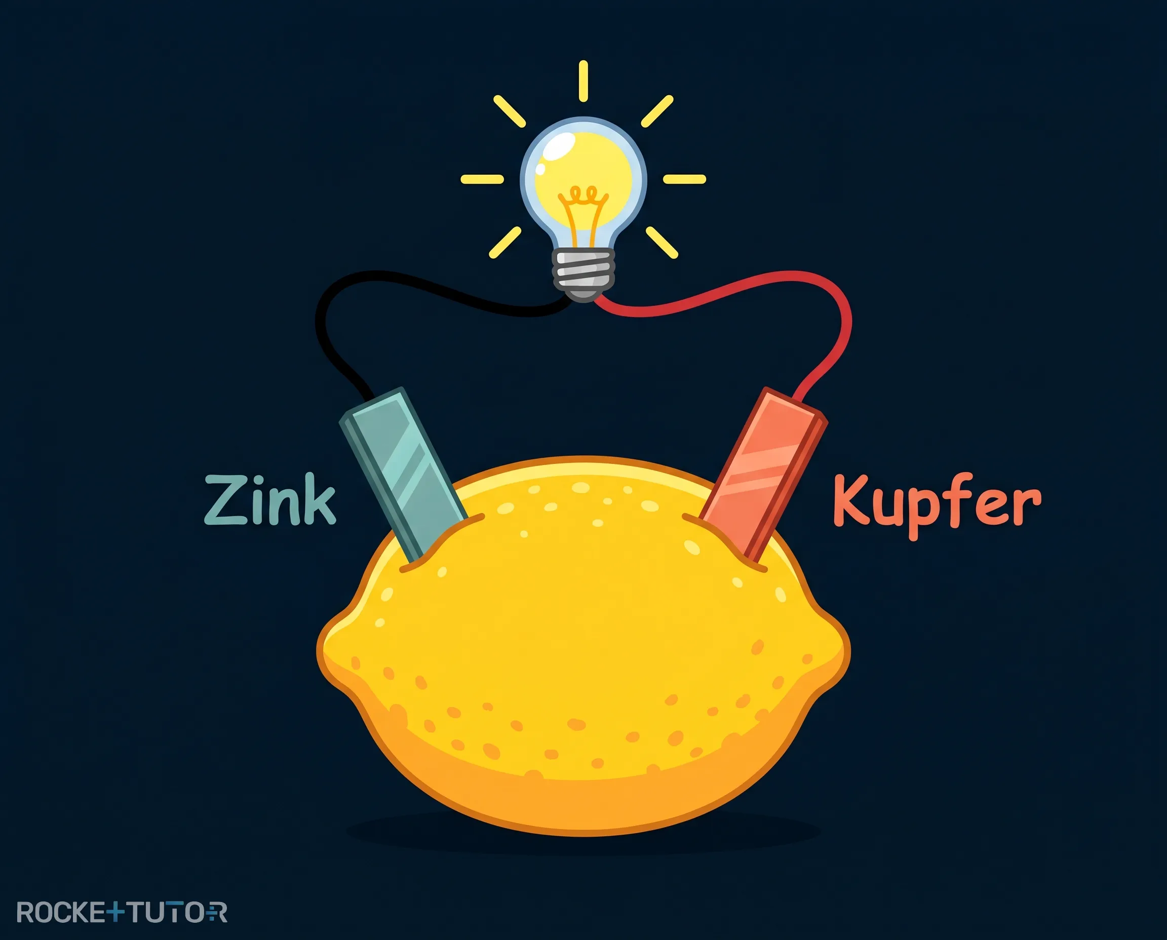 Batterie aus Zitrone und Metallen