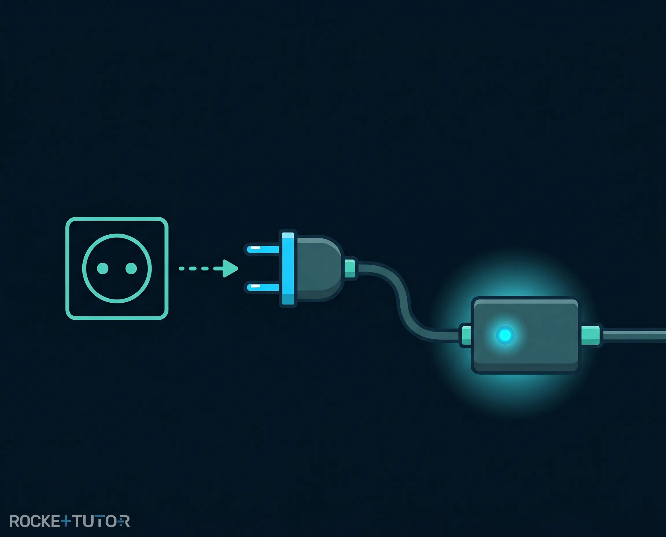 Leuchtende LED an einem Kabel