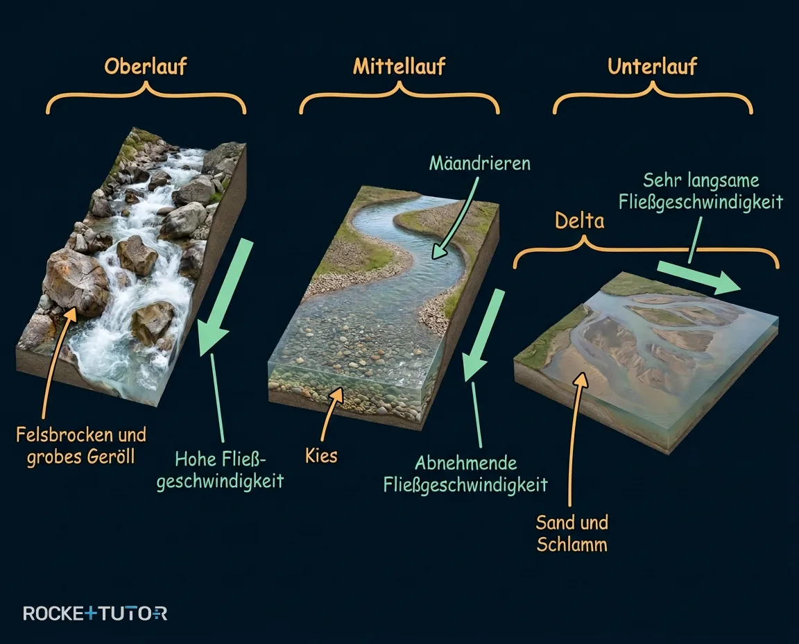 Flussverlauf von Quelle bis Mündung