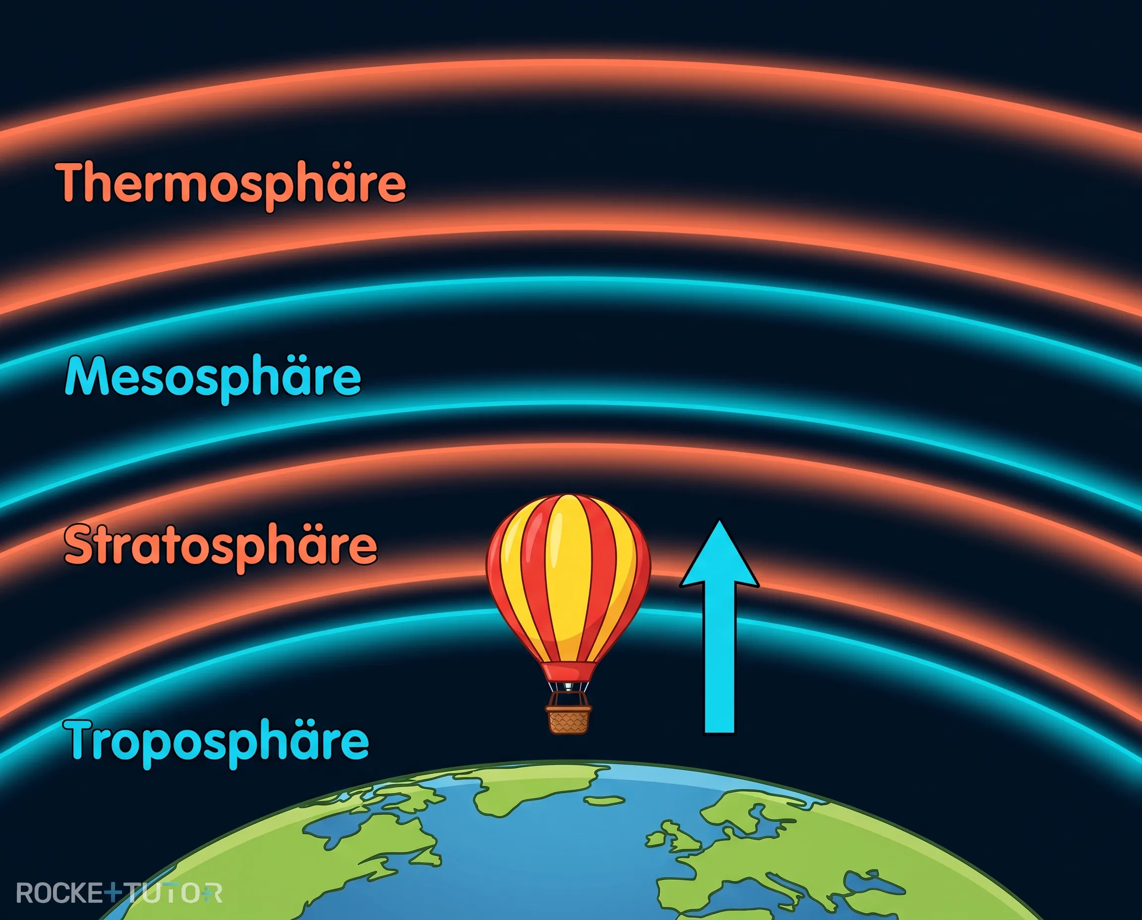 Heißluftballon in der Erdatmosphäre