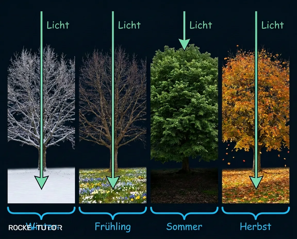 Jahreszyklus des Waldes im Diagramm