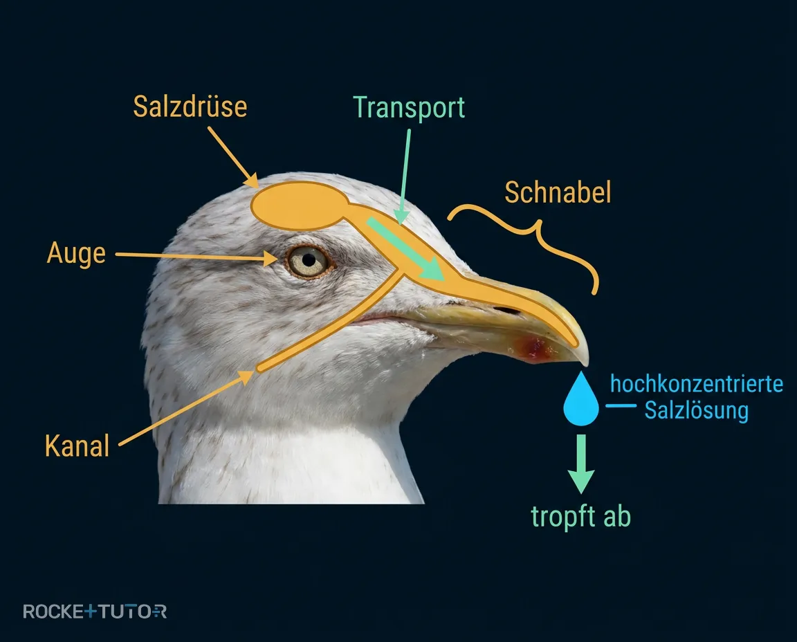 Anatomie der Salzdrüsen bei einem Seevogel