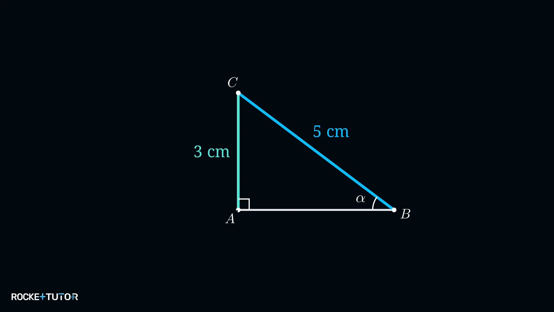 Konstruiertes rechtwinkliges Dreieck mit Gegenkathete 3 und Hypotenuse 5