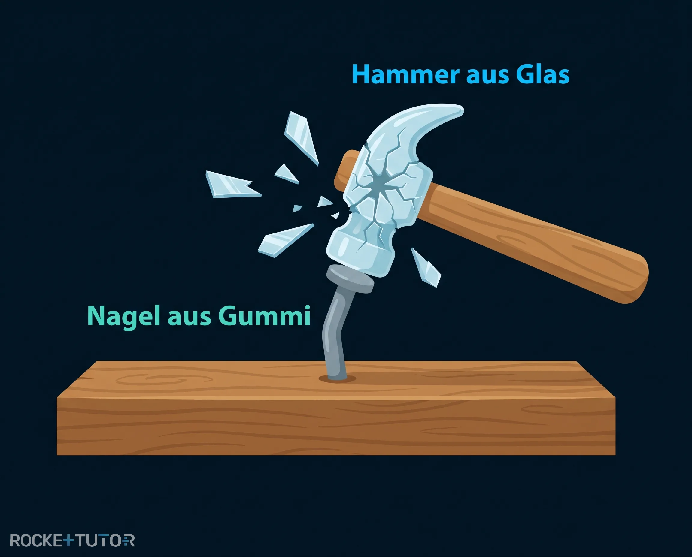 Hammer aus Glas und Gumminägel