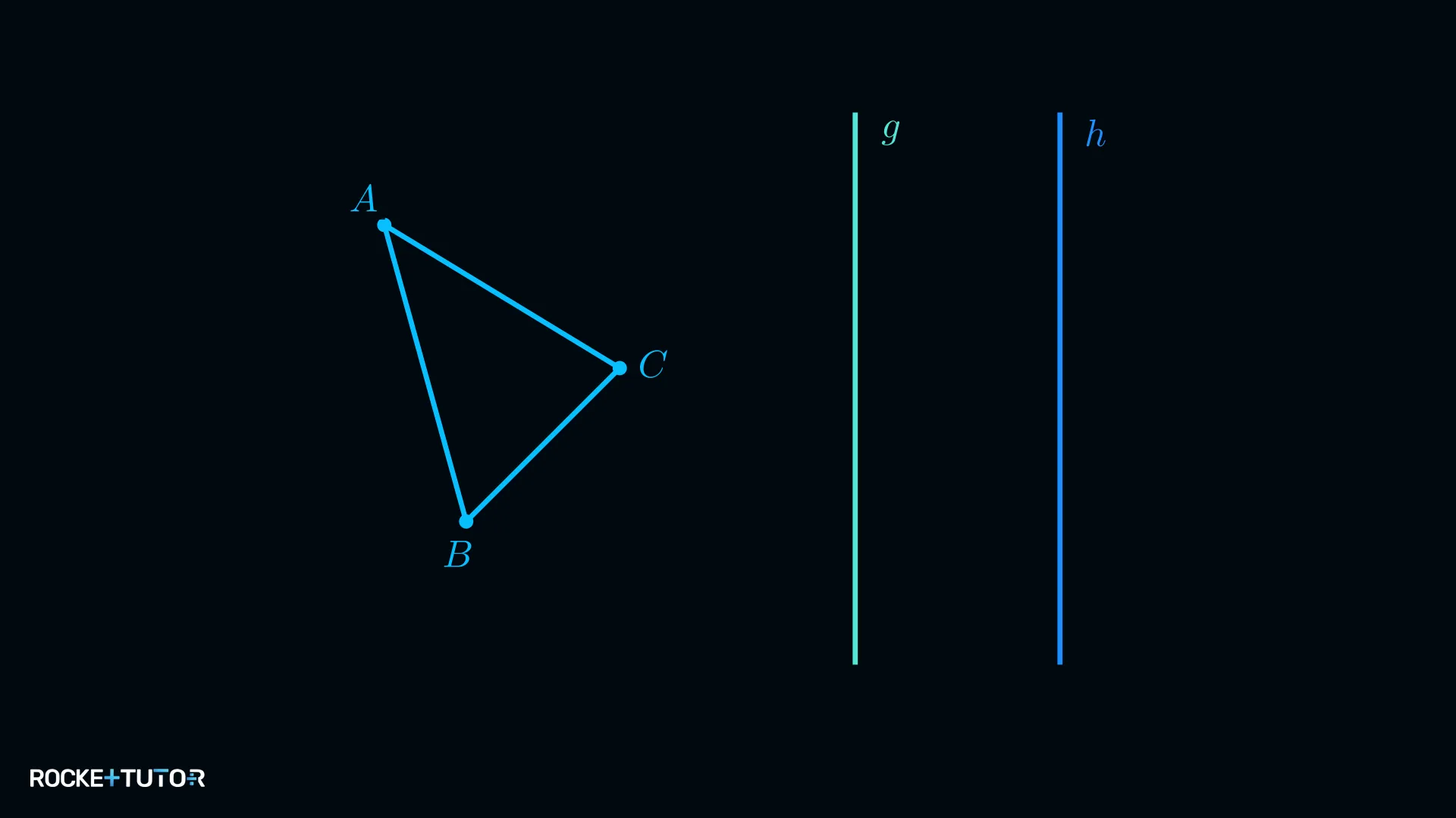 Dreieck ABC mit parallelen Geraden g und h