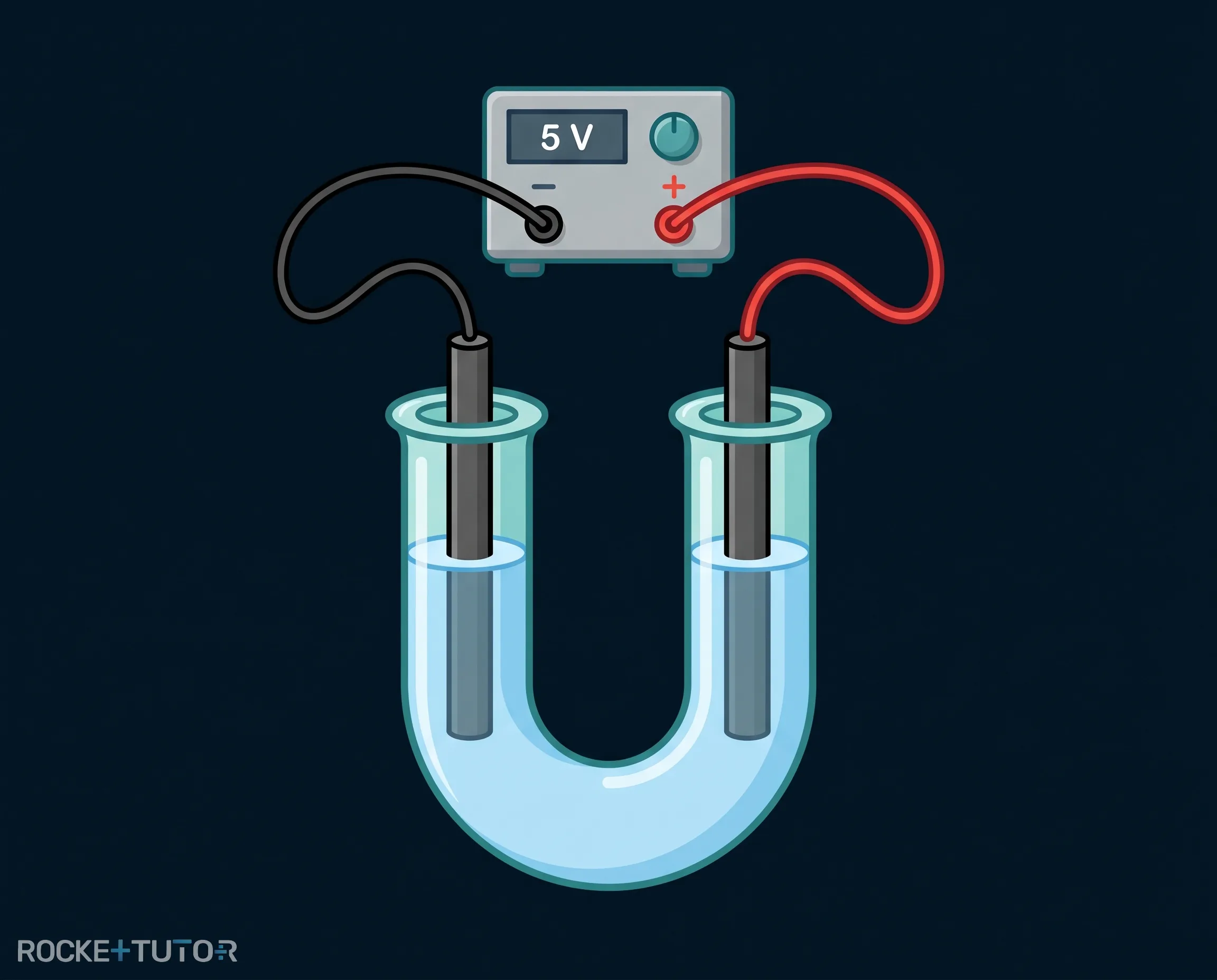 Versuchsaufbau Elektrolyse U-Rohr