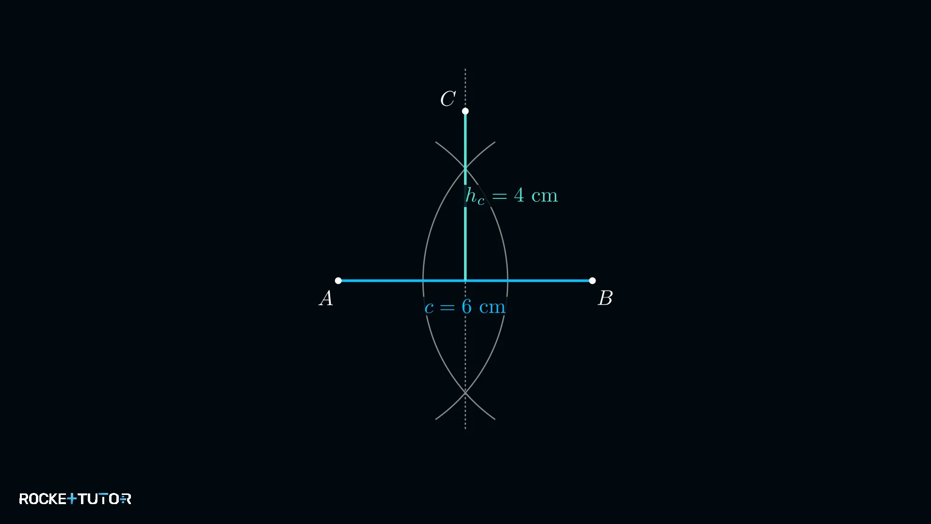 Punkt C auf Mittelsenkrechter bei 4 cm Höhe