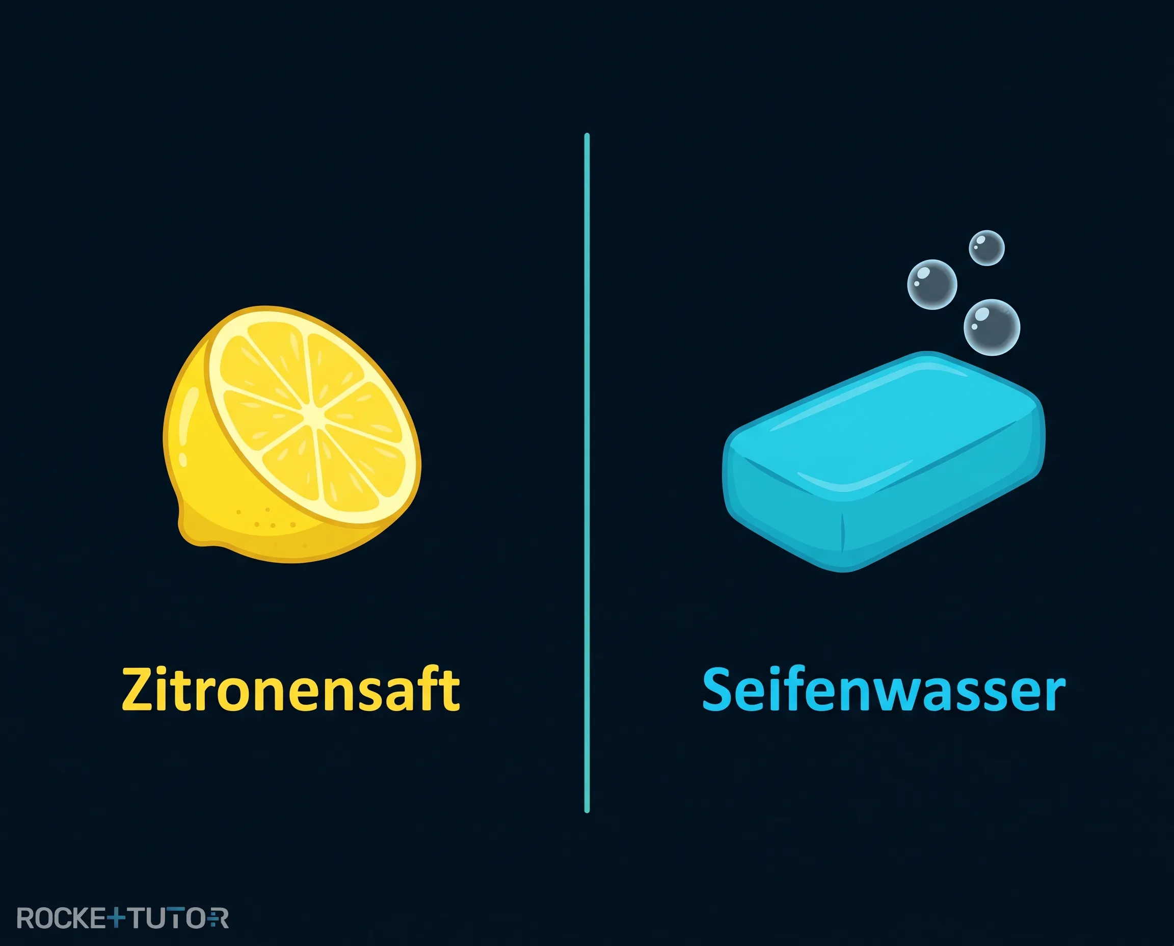 Zitronensaft und Seifenwasser im Vergleich