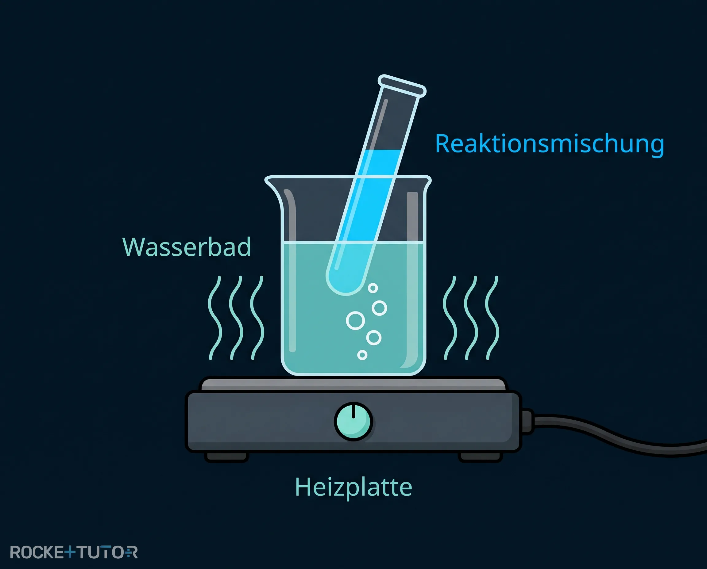 Reagenzglas im heißen Wasserbad