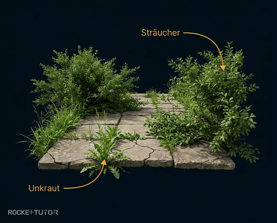 Verlassener Garten mit Sukzession