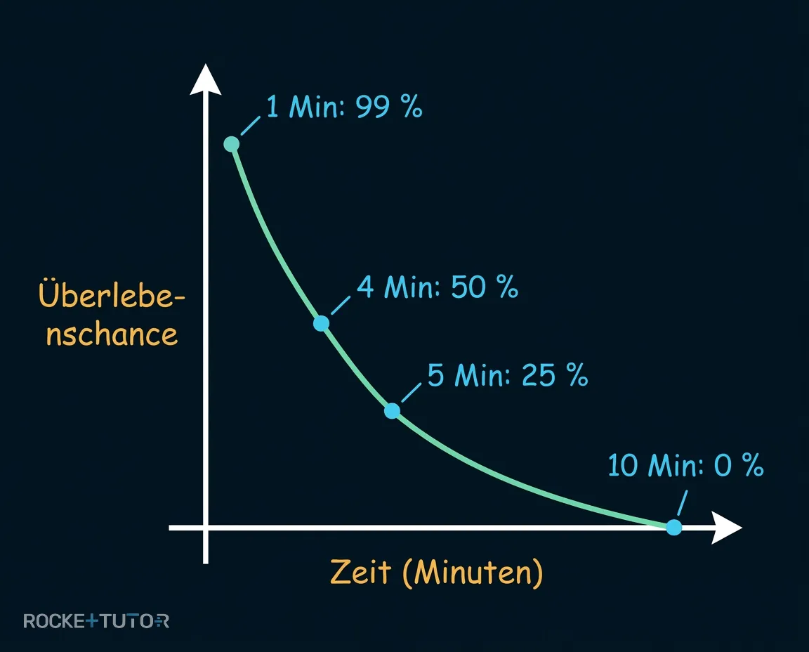 Diagramm Überlebenschance nach Minuten