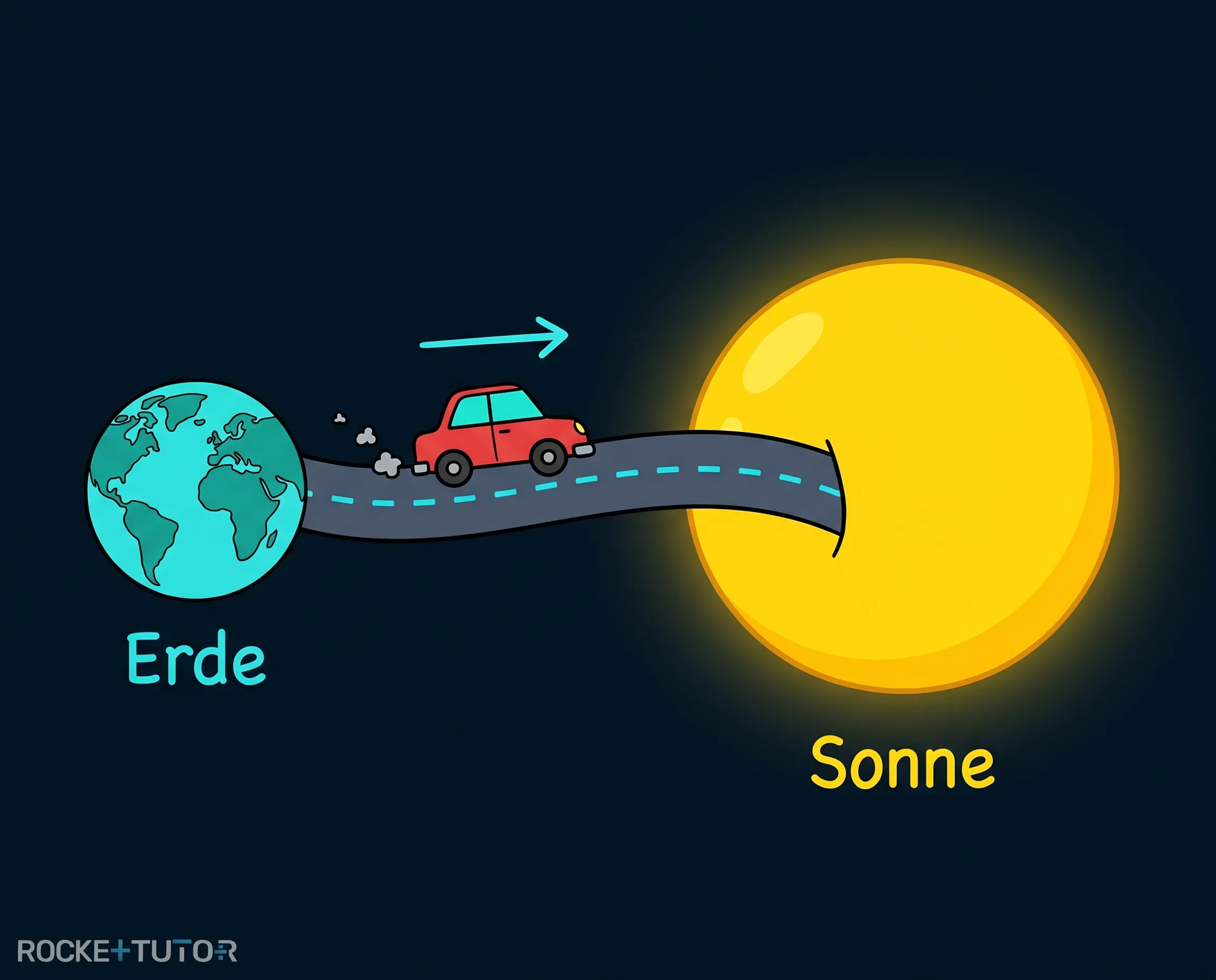 Auto fährt zur Sonne