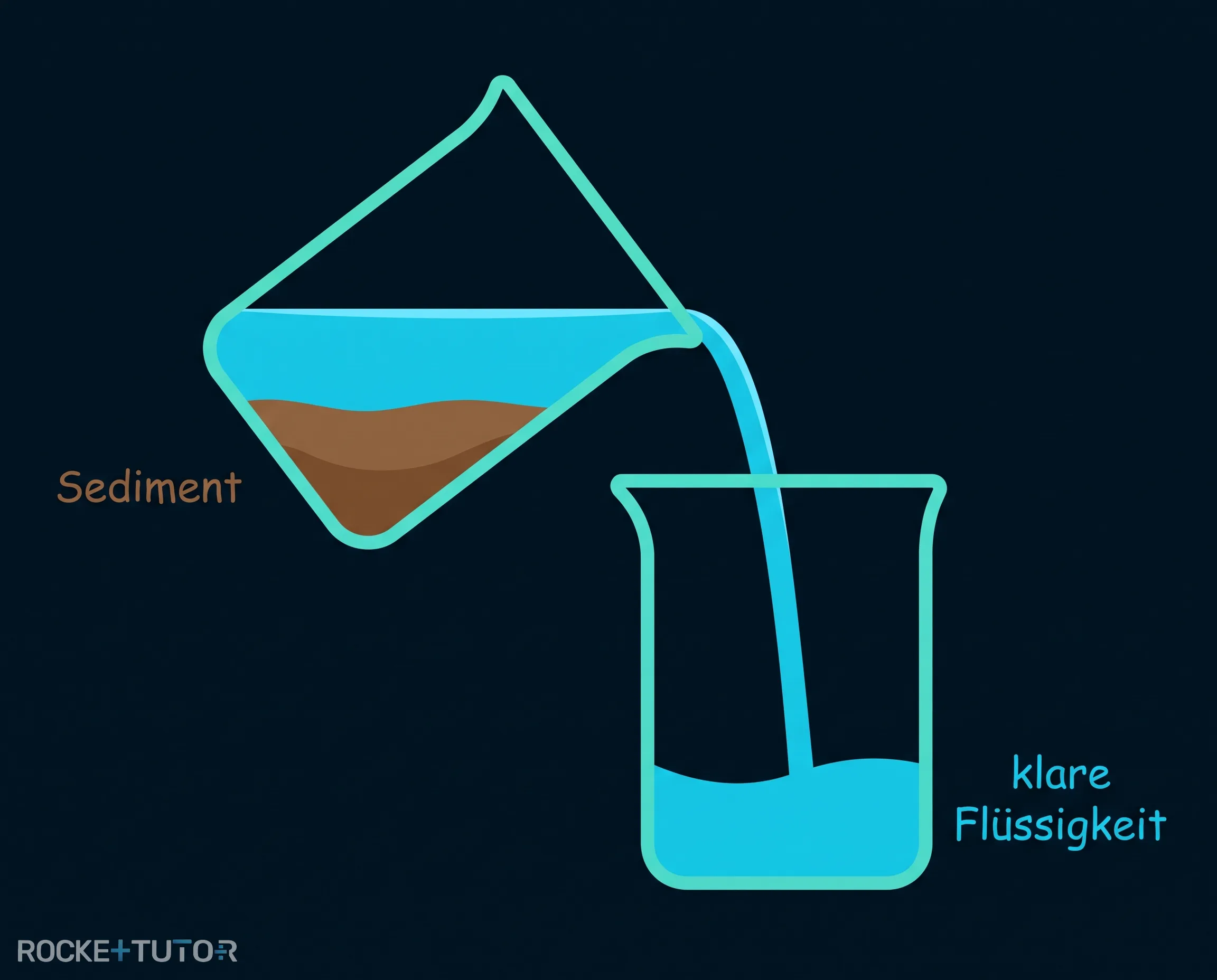 Dekantieren von Wasser und Sand