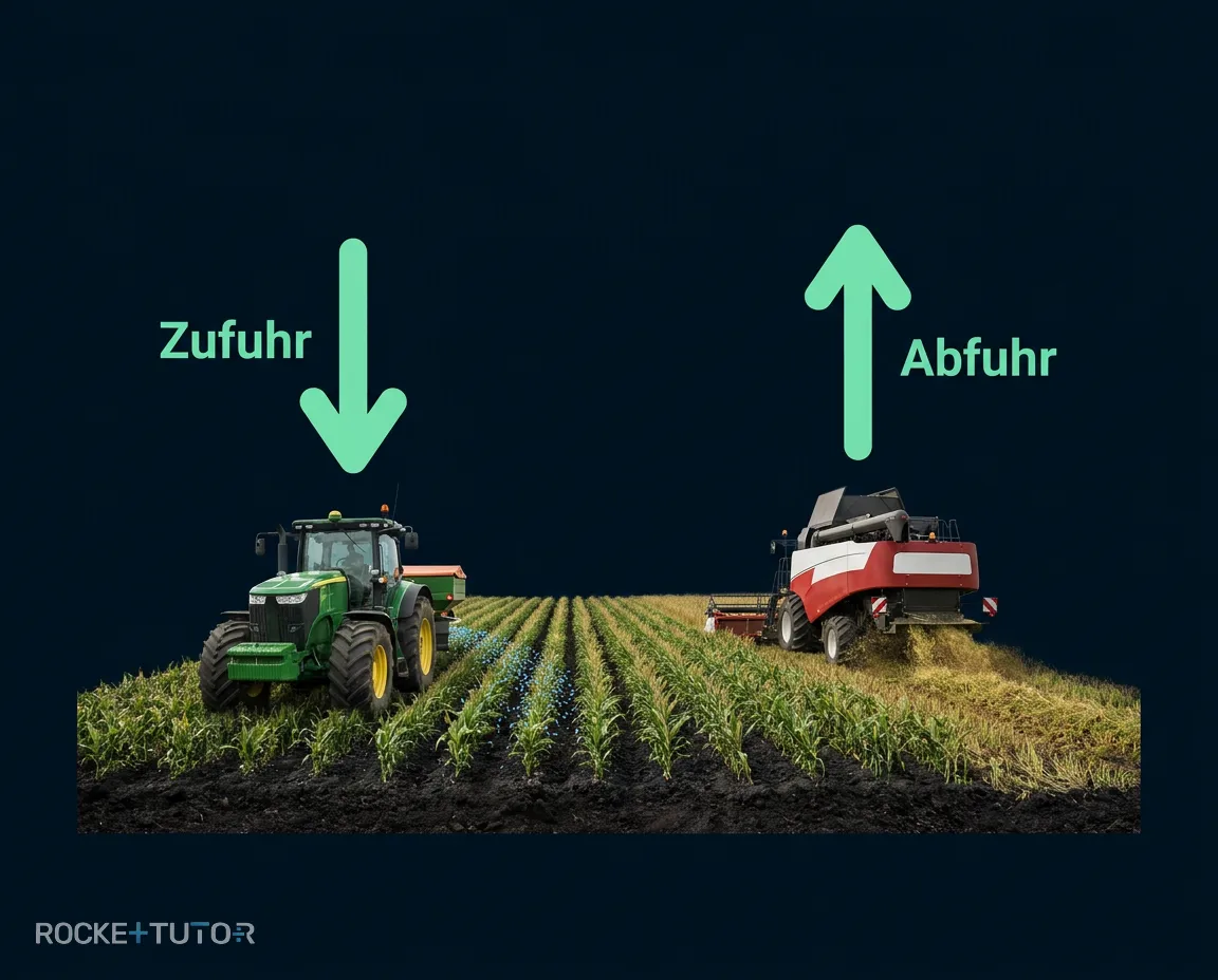 Traktor beim Düngen auf Feld