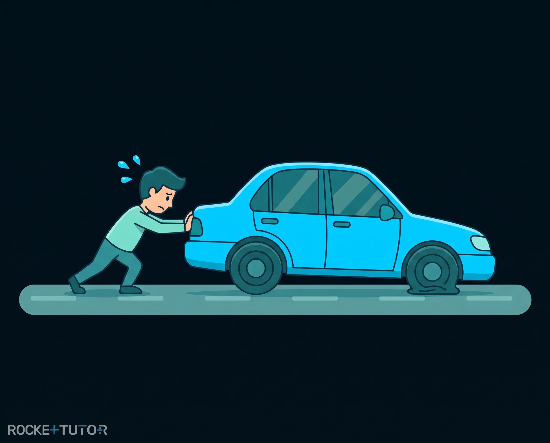 Person schiebt ein Auto