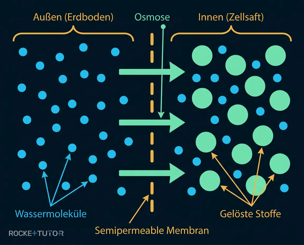 Semipermeable Membran mit Teilchen