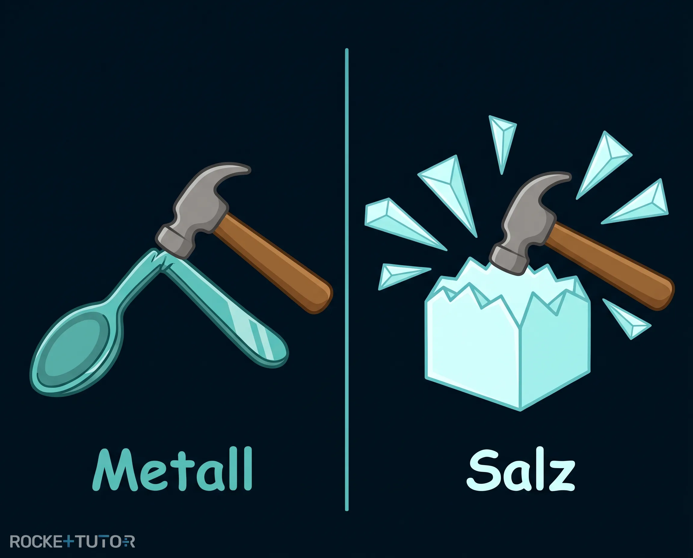 Salzkristall und Metalllöffel