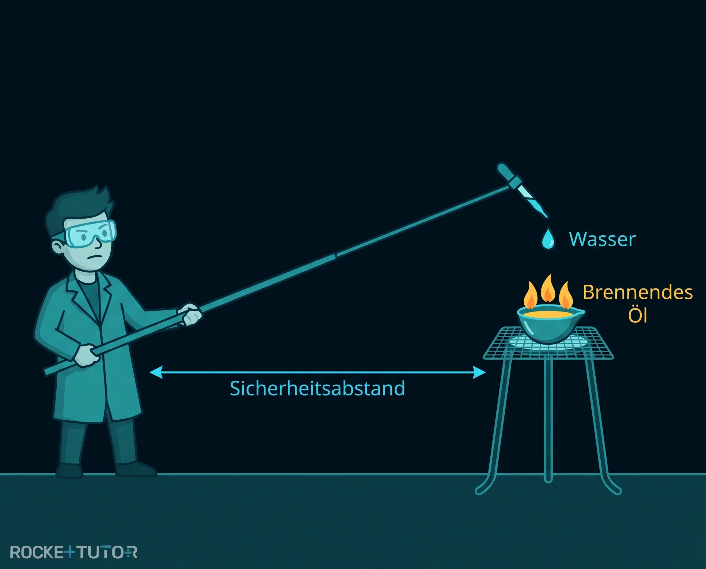 Wassertropfen fällt in brennendes Öl
