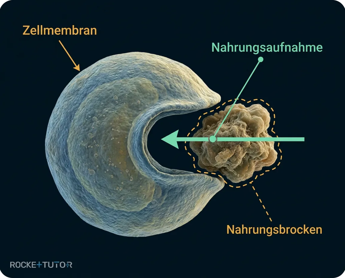 Zelle mit Nahrungsbrocken