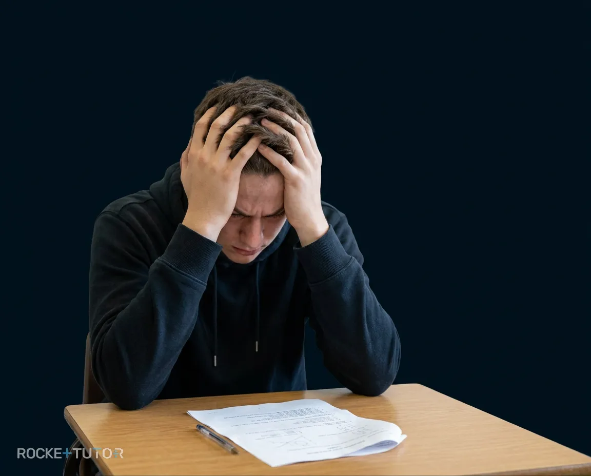 Schülerin mit Prüfungs-Blackout und Stress