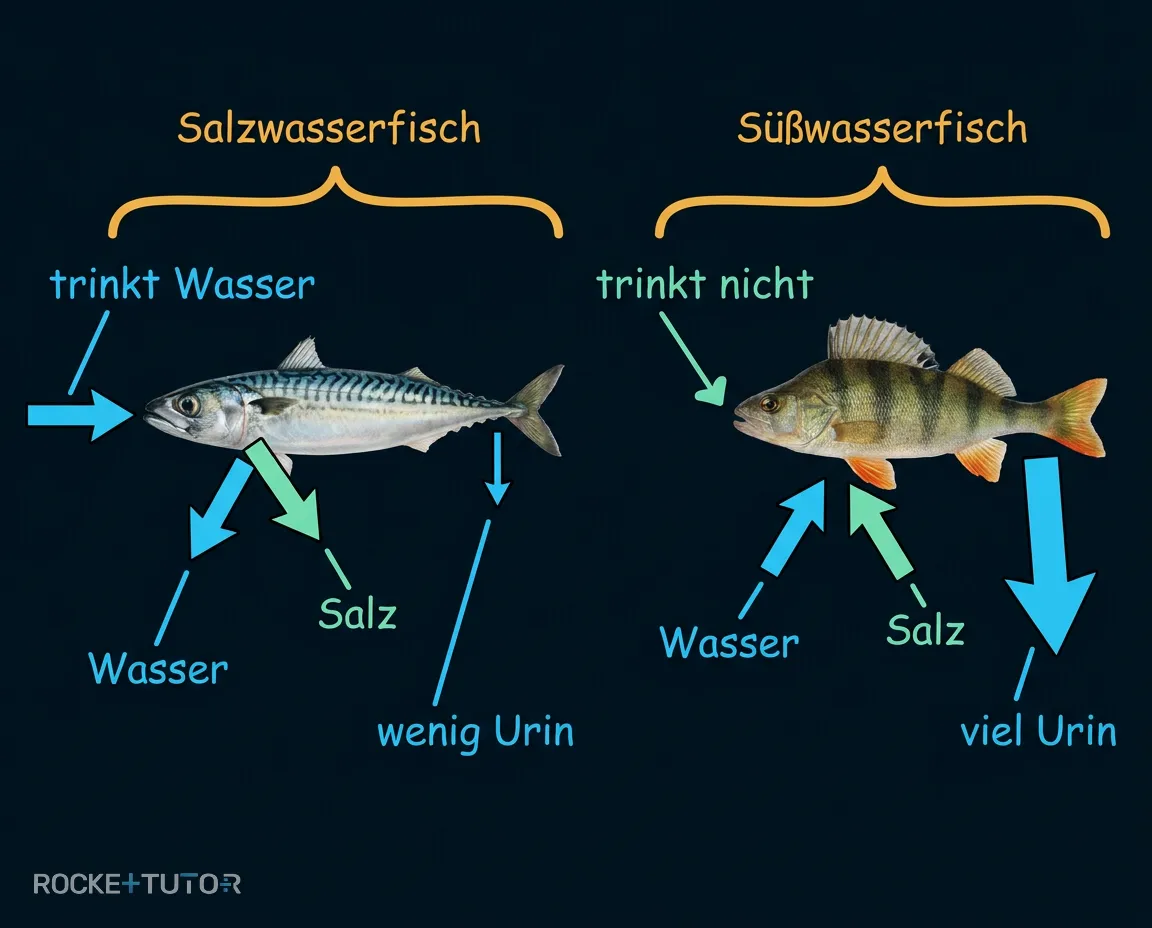 Vergleich der Osmoregulation bei Süßwasserfischen und Salzwasserfischen