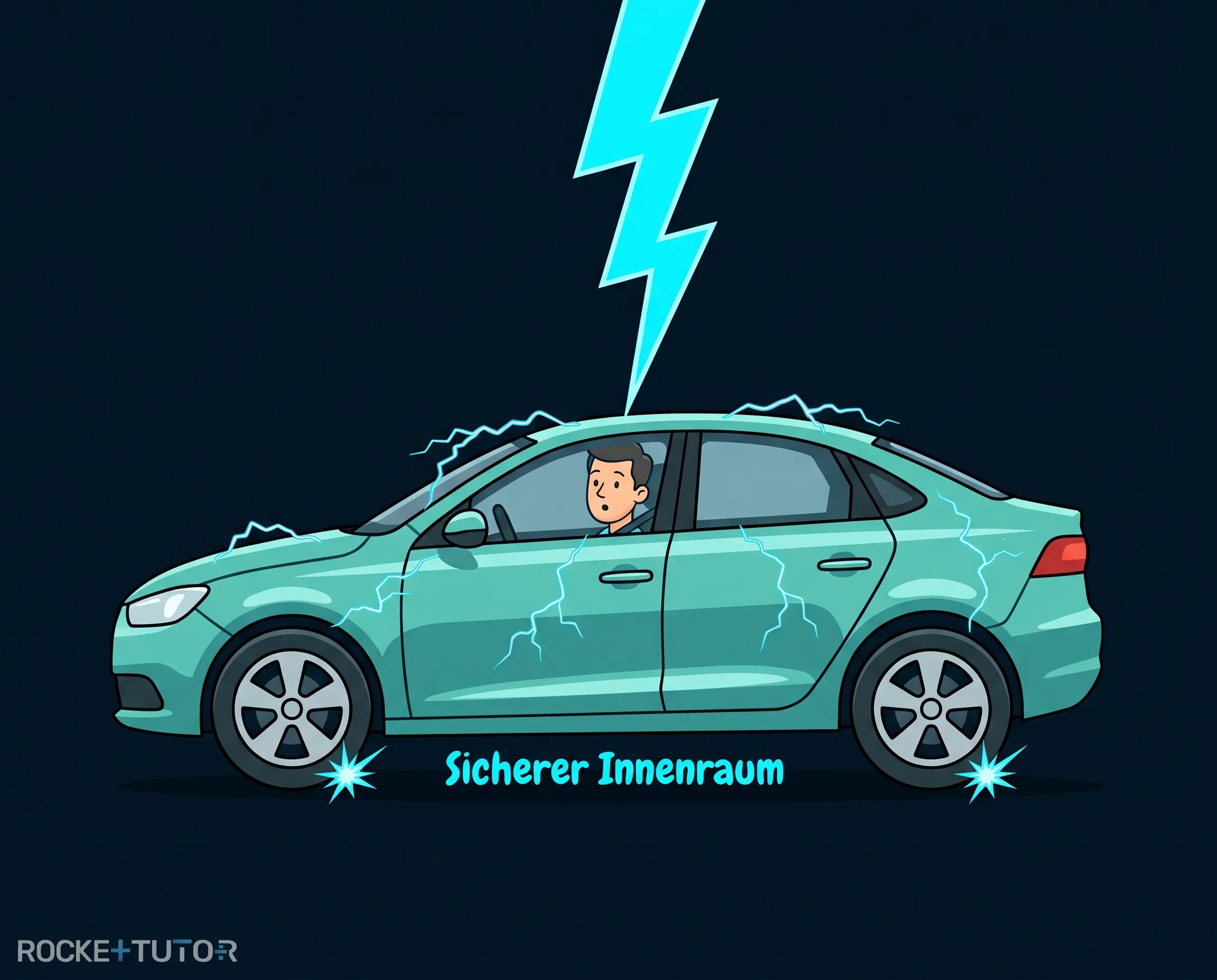 Gewitterblitz schlägt in Auto ein