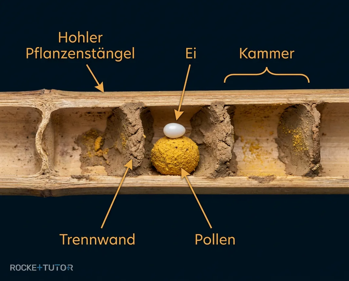 Nest einer solitären Wildbiene