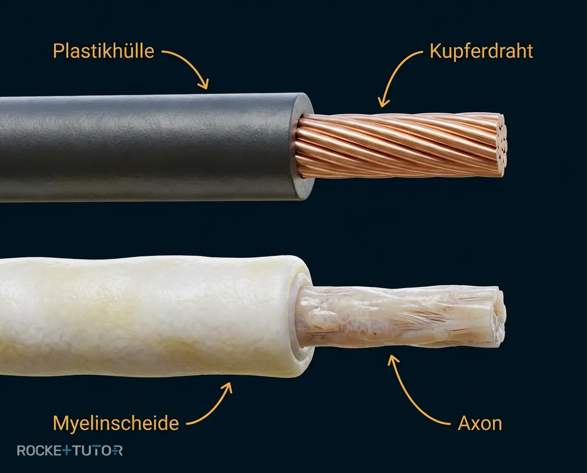 Vergleich Ladekabel und Nervenzelle