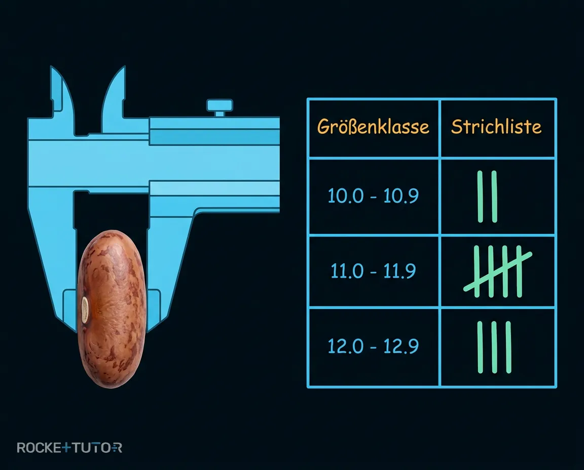 Tabelle mit Größenklassen und Strichliste