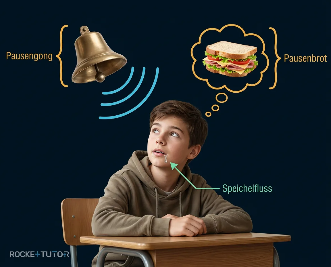 Schüler denkt an Essen beim Pausengong