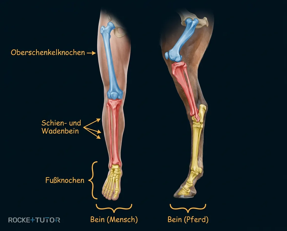 Skelettvergleich Pferd und Mensch