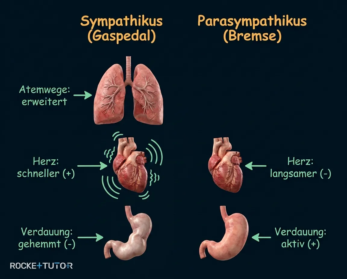 Vergleich Sympathikus und Parasympathikus