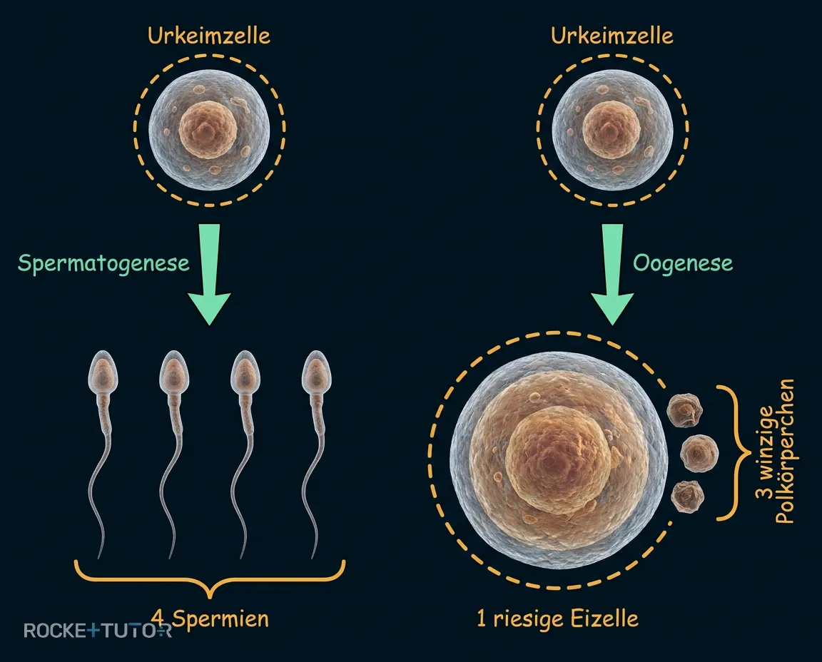 Oogenese und Spermatogenese im Vergleich