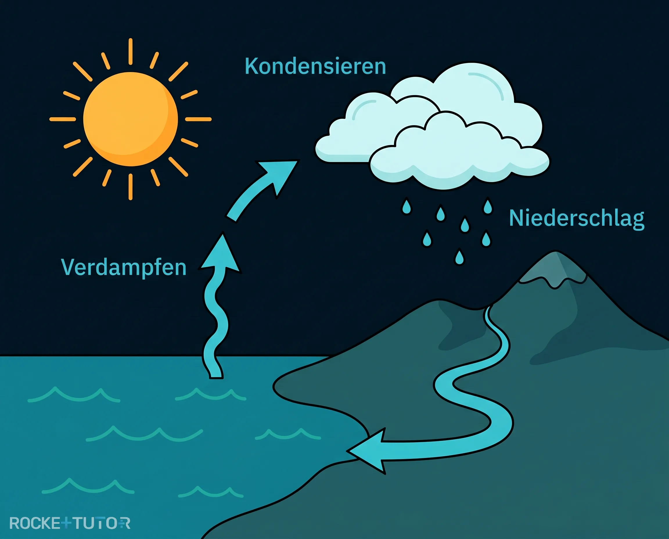 Schema des globalen Wasserkreislaufs
