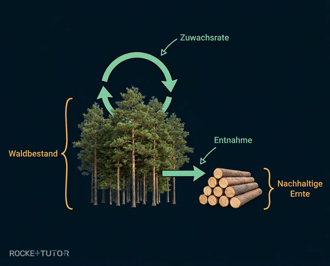 Wald mit Tieren und nachhaltiger Nutzung