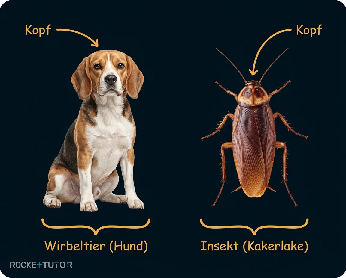 Kakerlake und Mensch ohne Kopf