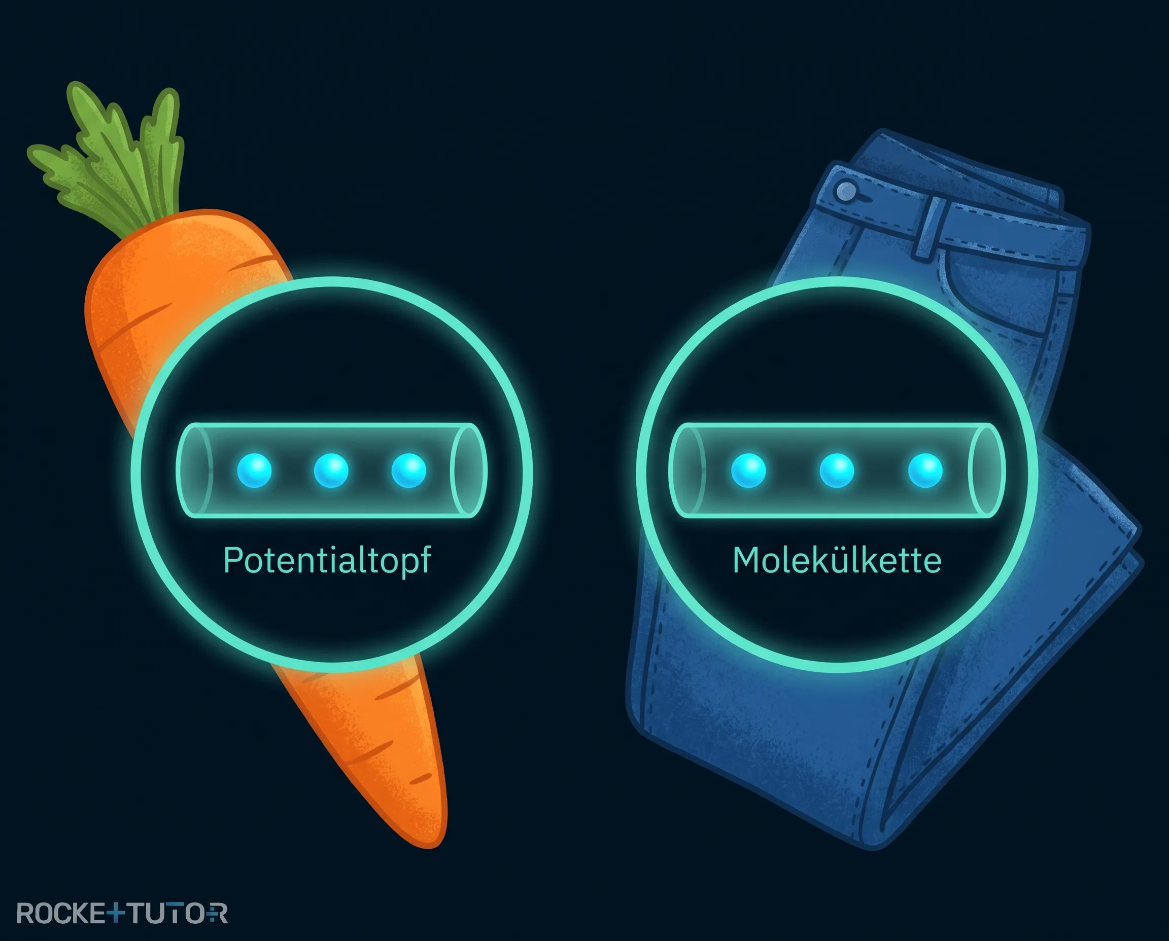 Bunte Karotten und Jeansstoffe