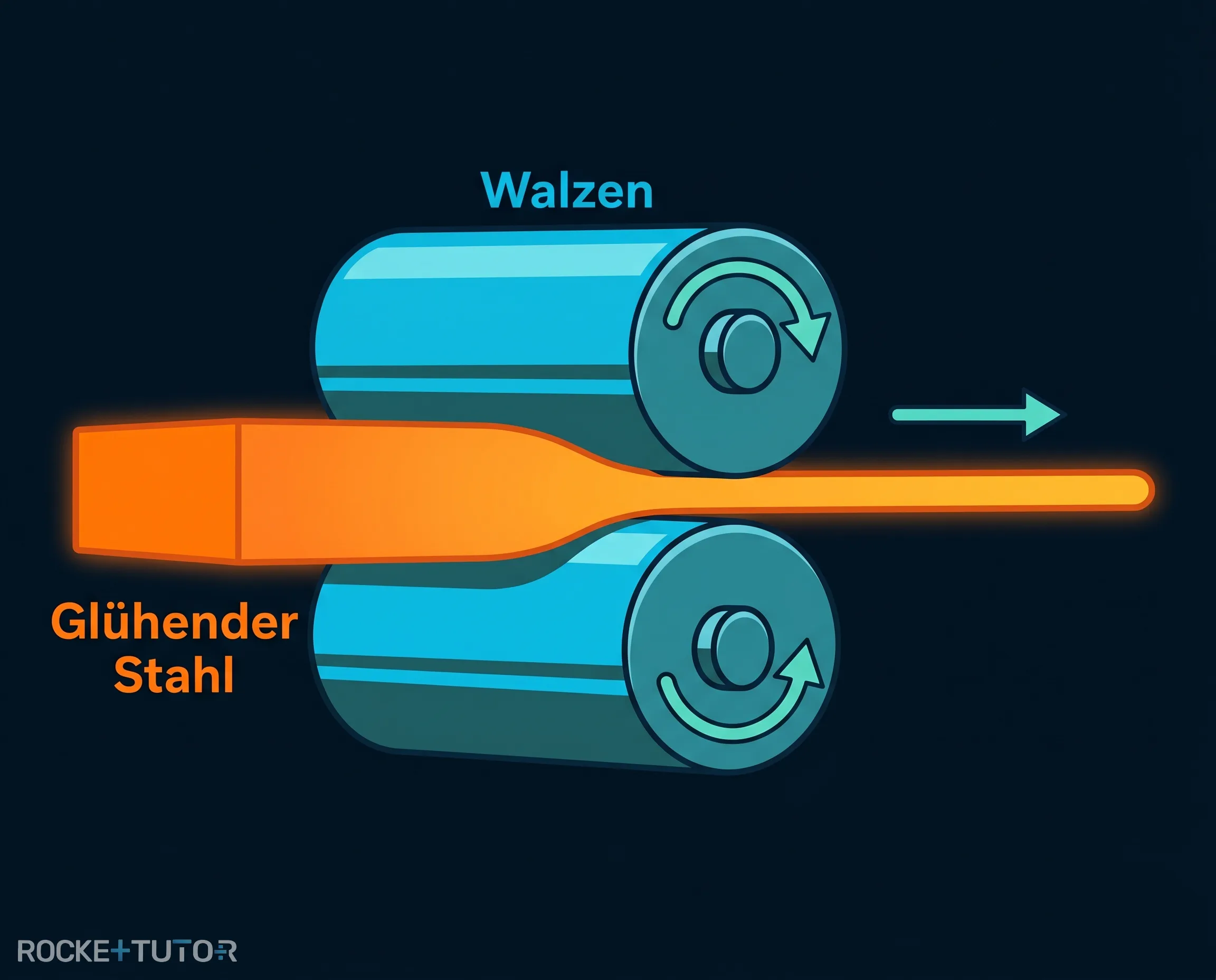 Glühender Stahl im Walzwerk