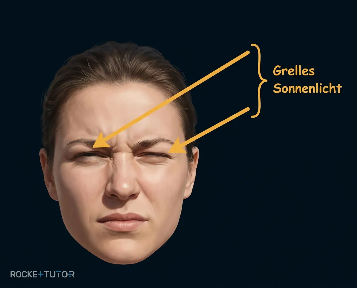 Person geblendet vom Sonnenlicht