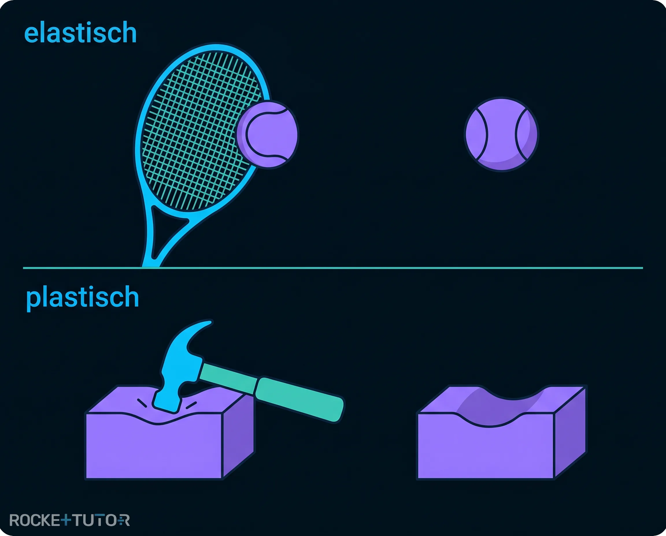 Tennisball und Hammer verformen Objekte