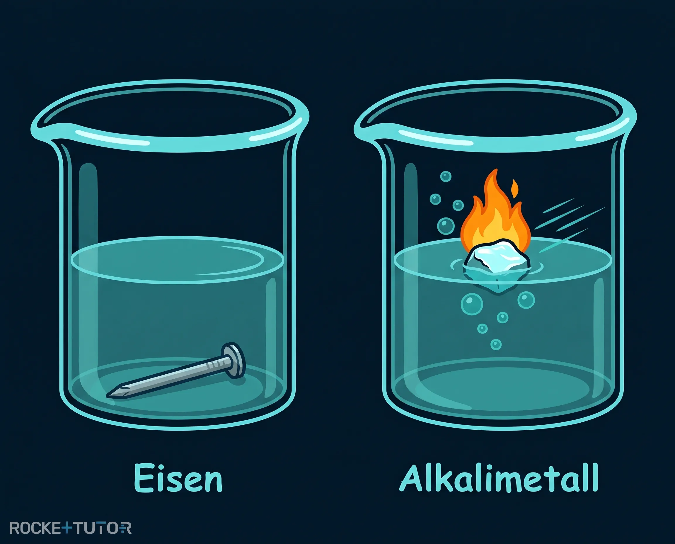 Brennendes Metall auf Wasseroberfläche