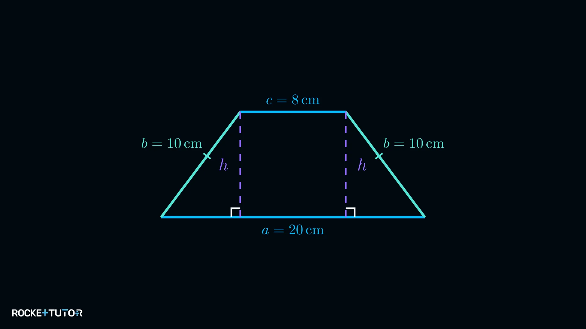 Symmetrisches Trapez mit Grundseiten 20 cm und 8 cm und Schenkeln 10 cm