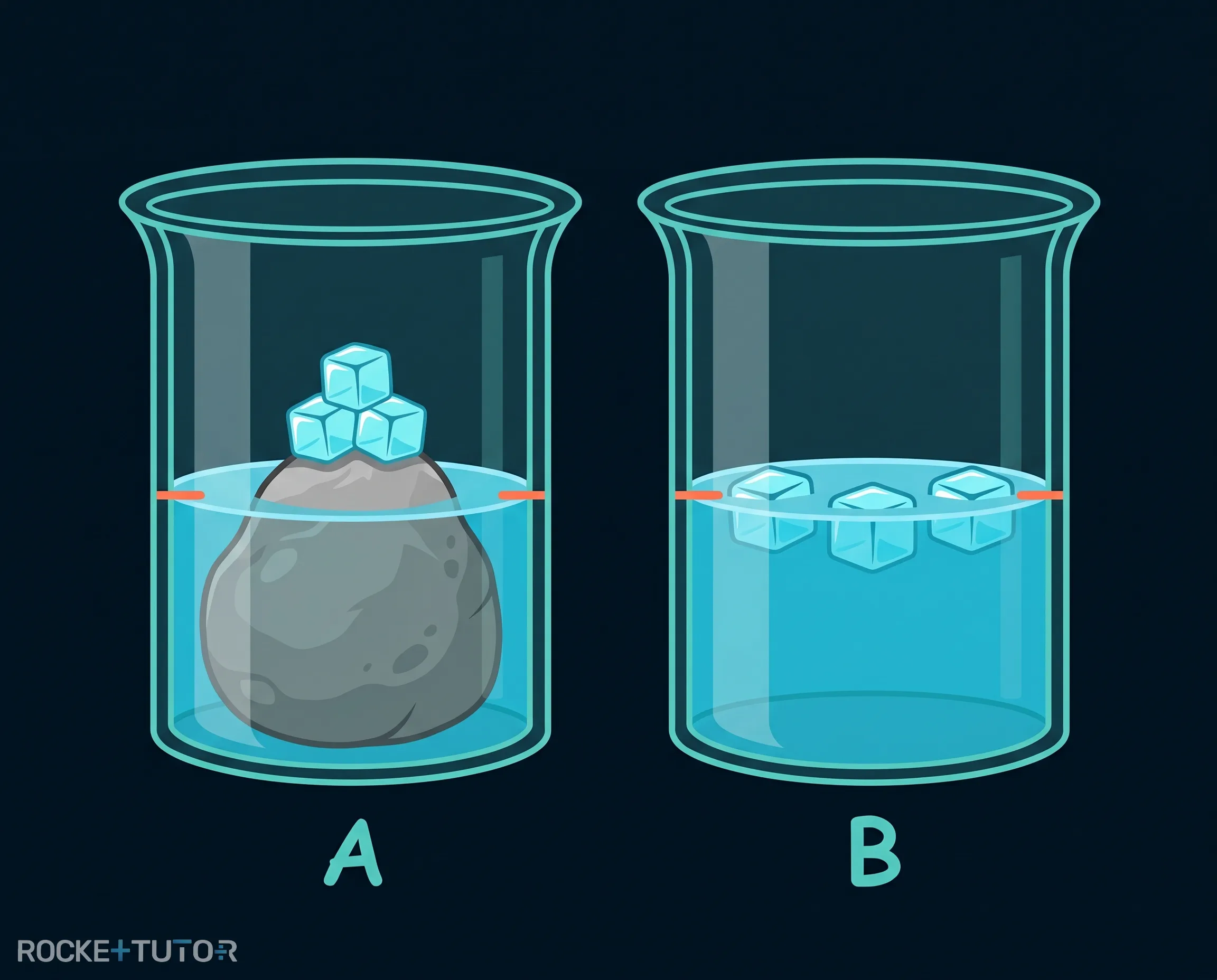 Experiment mit Eiswürfeln auf Stein