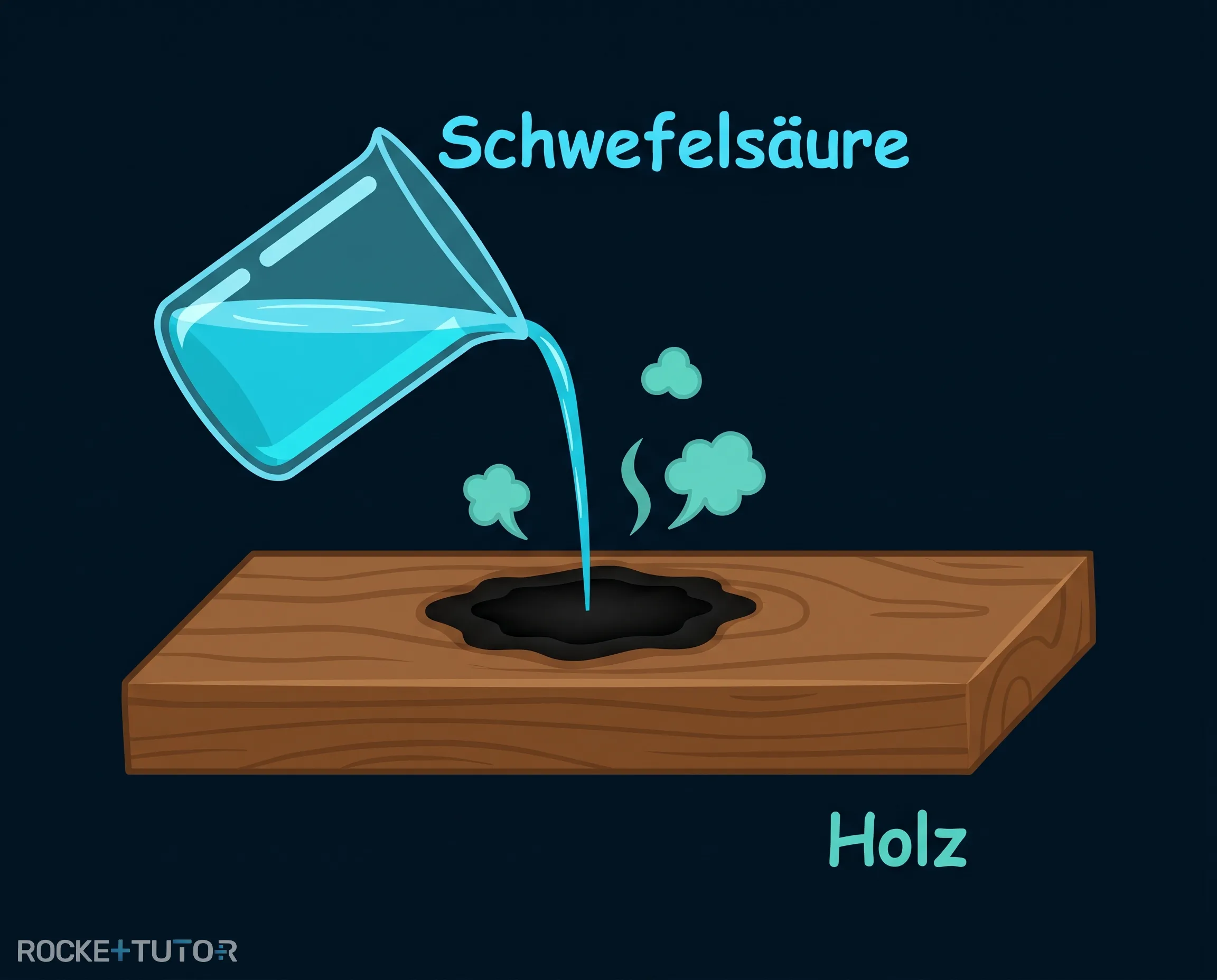 Klare Flüssigkeit färbt Holz schwarz